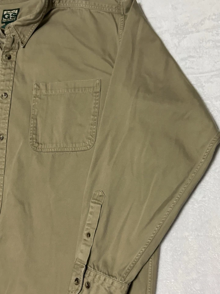 Gander Mountain Button Down Shirt Mens 2XLT Guide Series Tan Canvas Hunting Fish - Image 4 of 4