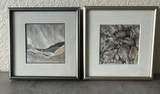 Lot Of 2 Vintage Linda Hagemann 6” Washington Original Signed Framed Artwork