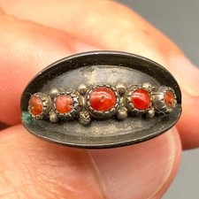 Vintage Zuni Native Snake Eye Coral Silver Ring Size 6.25