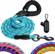 Reflective Rope Dog Leash with Poop Bag Holder 4FT 5FT 6FT Heavy Duty Pet Leash
