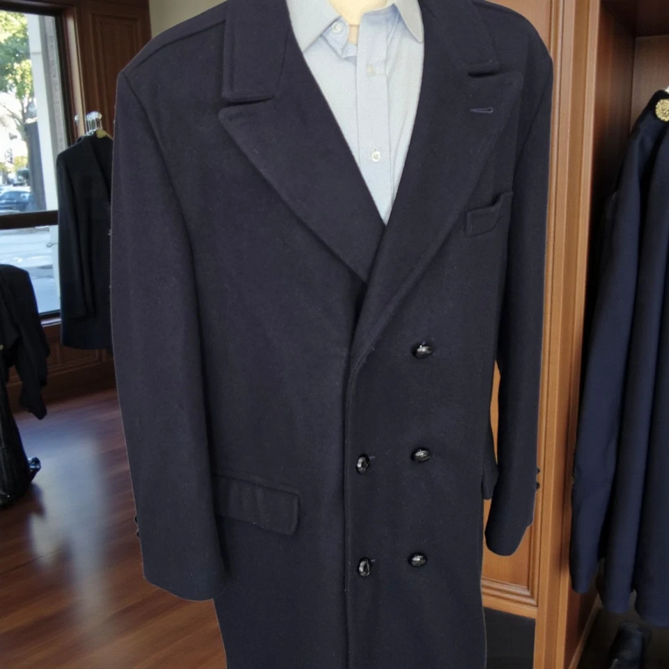 Abrigo Vintage Doble Pecho Pico Solapa 50r Azul Marino Chesterfield Foto 4 de 4