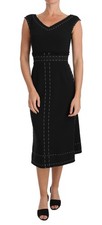 Dolce & Gabbana Black Wool Stretch A-line Sheath Women's Dress Authentic