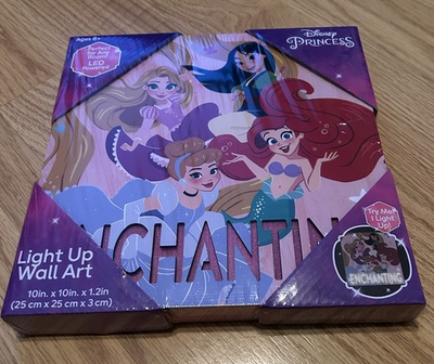 #ad #ad Disney Princess Light Up Wall Art “Enchanting “ LED Powered Battery 10” X 10” $8.99