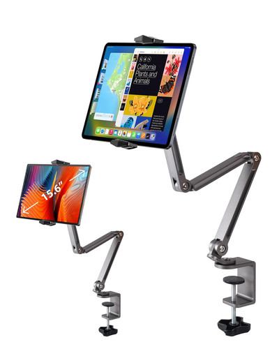 Aluminum Alloy Tablet Stand for Desk, 360° Adjustable iPad Arm Mount Foldable...