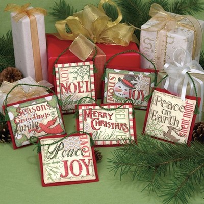 Dimensions Christmas Sayings Ornaments Gold Collection 8827 (NO TREAD/NO FABRIC)