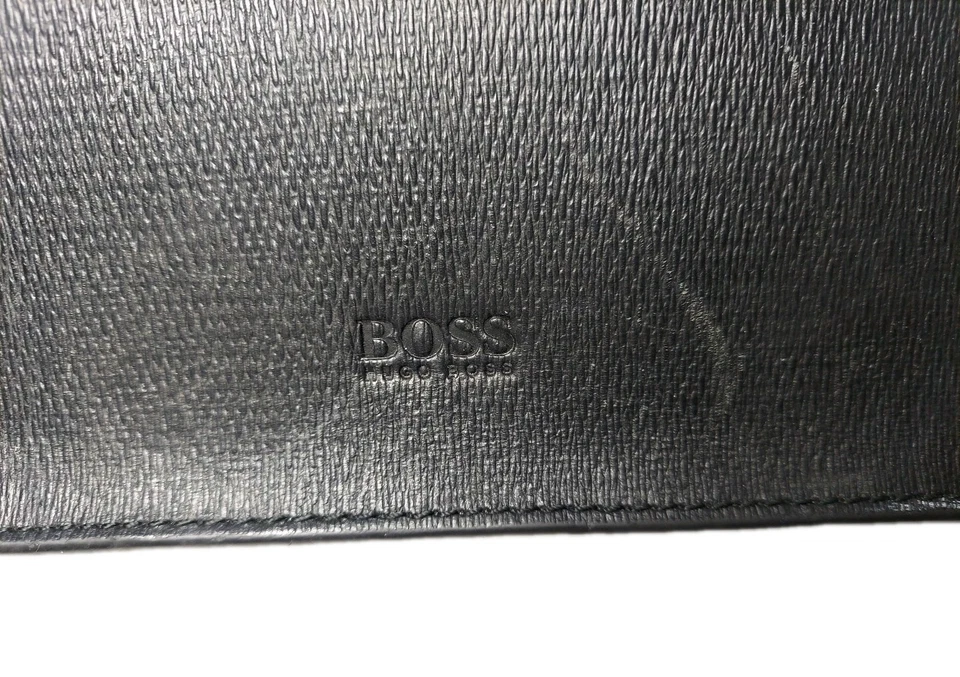 Hugo Boss Bingorten 公文包漆皮黑色皮革信使翻盖肩带 — 第 4/4 张图片