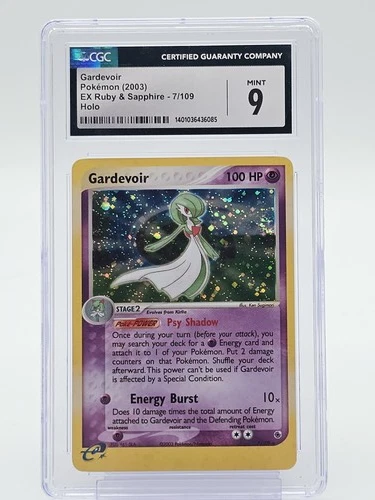 GARDEVOIR 2003 POKEMON EX RUBY & SAPPHIRE HOLO #7/109 CGC 9 MINT Q6438