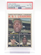 HANK AARON 1964 TOPPS #11 NL RBI LEADERS BRAVES CARDINALS PSA 4 Q4444