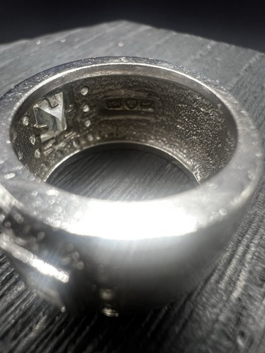 Sterling Silver Crystal CZ Wide Band Wide Ring Size 6.5 - Picture 8 of 10