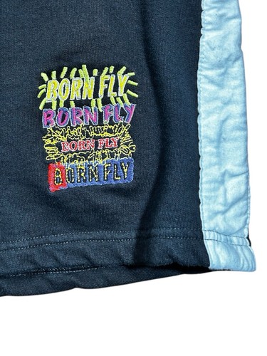 Born Fly Mens 6XL Fleece Shorts Cotton Black embroidered Logo Drawstring Pockets - Picture 2 of 12