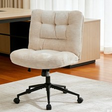 Ergonomic Wide Seat Home Office Chair Armless Thick Cushion Desk Chair W/Wheels