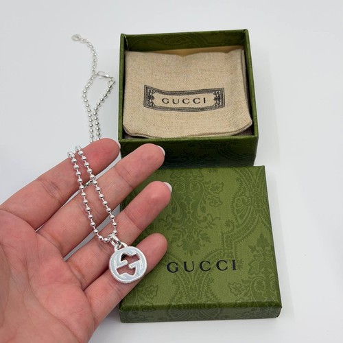 Authentic GUCCI sterling silver G interlocking pendant necklace