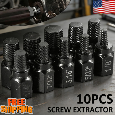 10Ps Screw Extractor Easy Out Drill Bits Kit Damaged Screw Bolt Stud Remover Set
