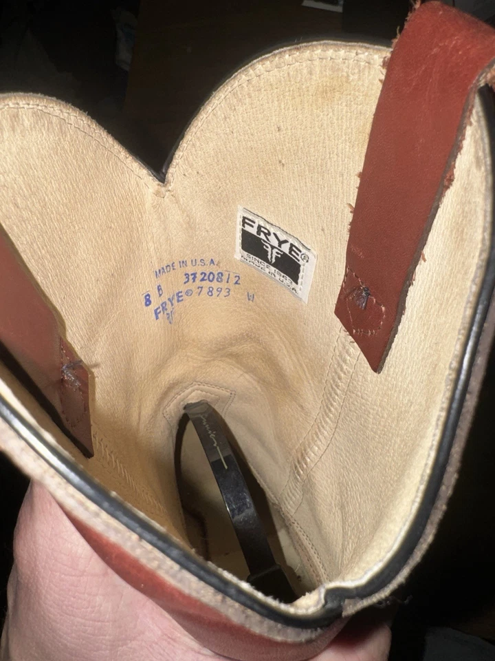 Vintage 1980s Frye Women’s Red Leather Cowboy Boots Heeled Size 8B Made In USA - Image 4 of 4