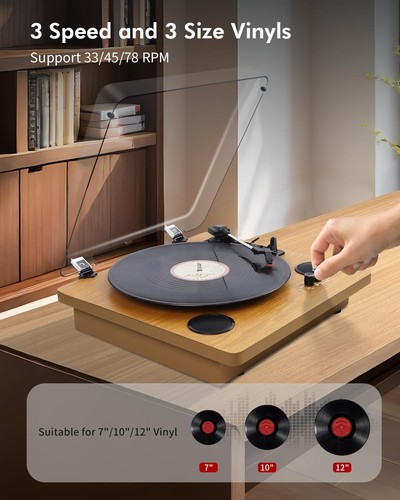 Plattenspieler, Bluetooth Tragbar Vinyl Turntable Digital Encoder Integrierte Stereoanlage - Bild 4 von 8