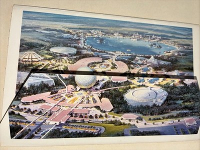 Vintage 1981 Epcot Center Foldout Preview Scenes - A Piece Of Disney History