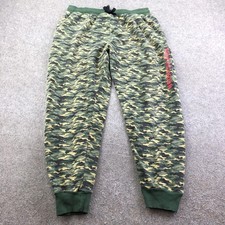 True Religion Sweatpants Mens Large Green Camo Lounge Joggers Knit Drawstring