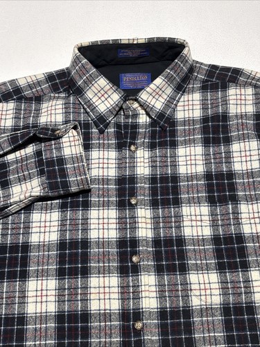 PENDLETON Men’s XL 100% Virgin Wool Shirt Plaid Button Down Tartan Macrae - Picture 6 of 11