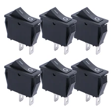 6Pcs Snap-In Rocker Switch Toggle Power Switch SPST On-Off 2 Pin 2 Position