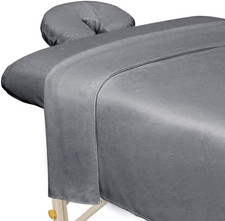 Premium Microfiber 3-Piece Massage Sheet Set, Cool Grey, Ultra-Light, Stain, and