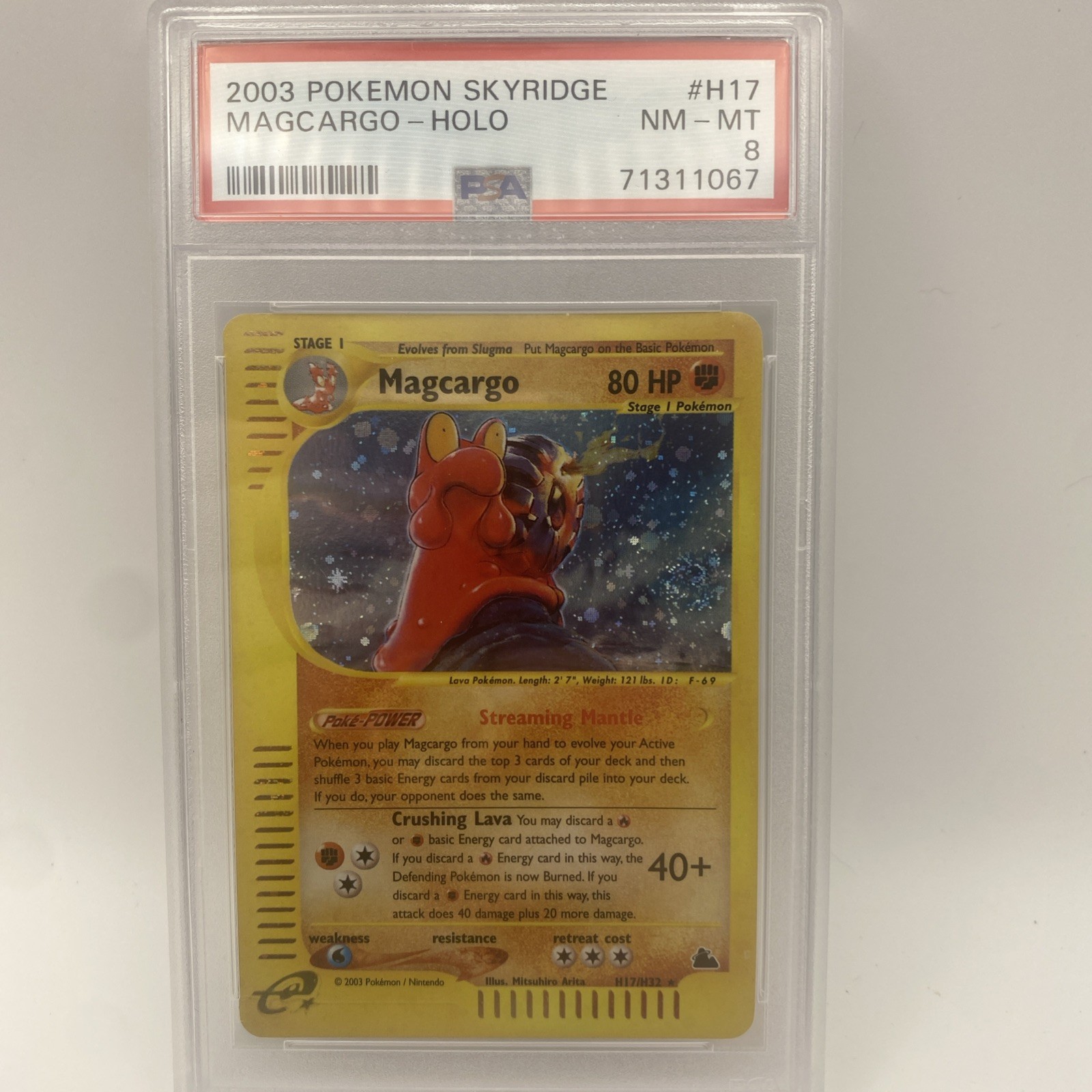 Magcargo Holo H17 Pokemon Skyridge PSA 8 SWIRL!!!