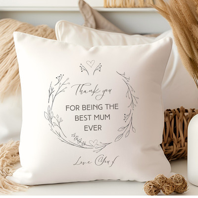 Cushion Natural Linen-Effect 40x40cm Cotton-Poly Scatter Pillow Thank You Mum UK