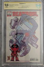 Deadpool #1 Skottie Young Variant Marvel 2018 9.8 CBS. Rob Liefeld Signature!!! 