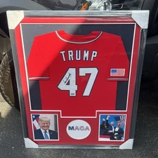 Donald Trump Signed #47 Jersey FRAMED 34x42 USA President Autographed w/COA HOLO