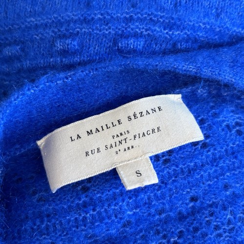 Sezane Eya Strickjacke Größe Small elektrisch blau V-Ausschnitt Kind Mohair Mischung bunt - Bild 10 von 11