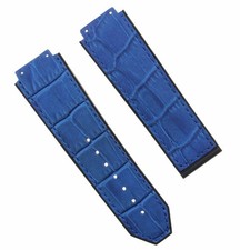 24MM ALLIGATOR LEATHER WATCH BAND STRAP FOR 44-45MM HUBLOT BIG BANG WATCH H BLUE