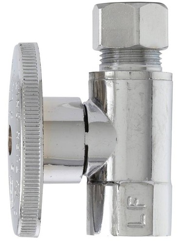 PLUMB PAK PP52PC 3/8-inch FIP 3/8-inch OD Brass 1/4-Turn Straight Shut-Off Valve