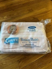 Vintage 2 Curity Receiving Blankets Pink White Striped Cotton Acrylic NIP 30x40
