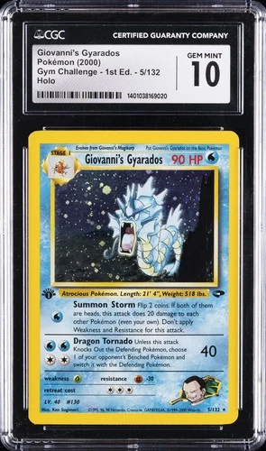 2000 POKEMON GYM CHALLENGE 1ST EDITION HOLO #5 GIOVANNI'S GYARADOS CGC 10