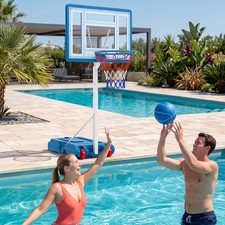 Pool Basketball Hoop w/32" Shatterproof Backboard, 3.3-3.9 FT Adjustable Height