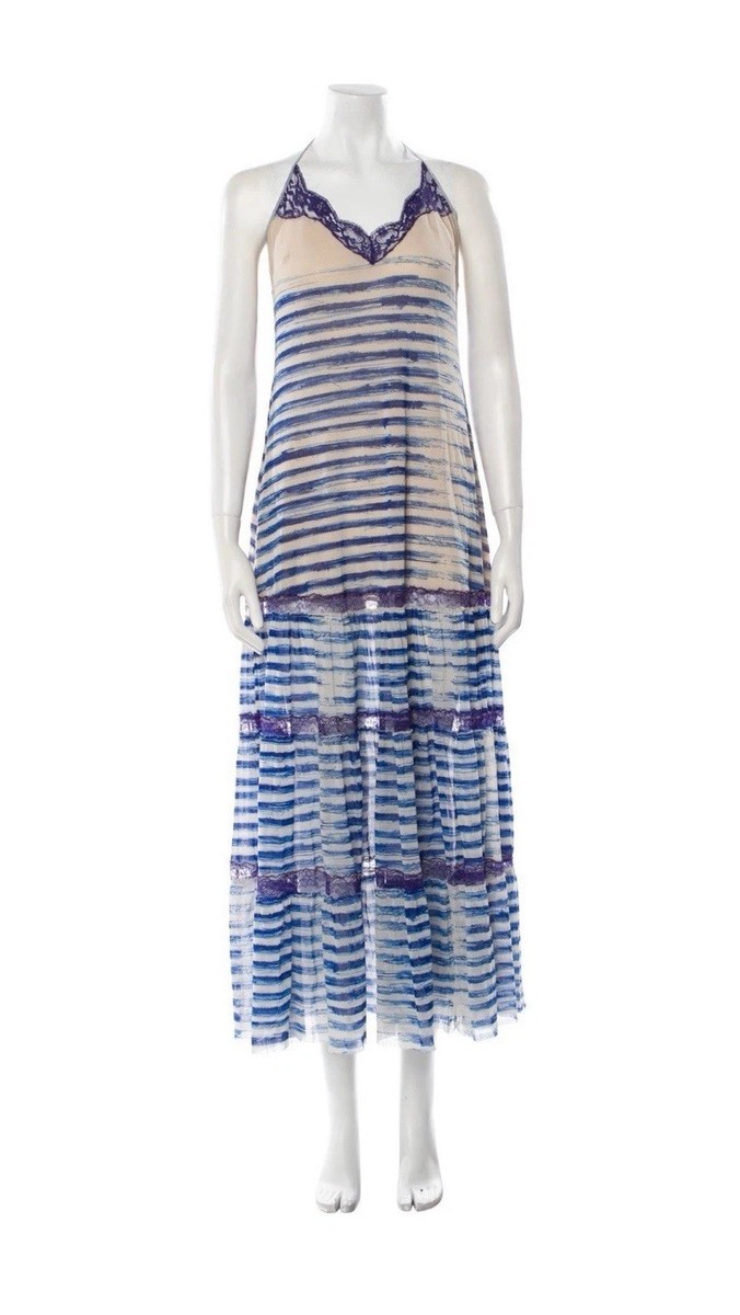 VTG Vintage Jean Paul Gaultier Soleil Striped Blue White Maxi Tent