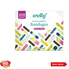 Welly Bandage Refill Ready Pack | Adhesive Flexible Fabric Bandages | Bulk As...