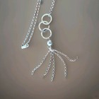 Sterling Silver 925 Geometric Hammered Circles And Tassel Necklace 24" — photo 2