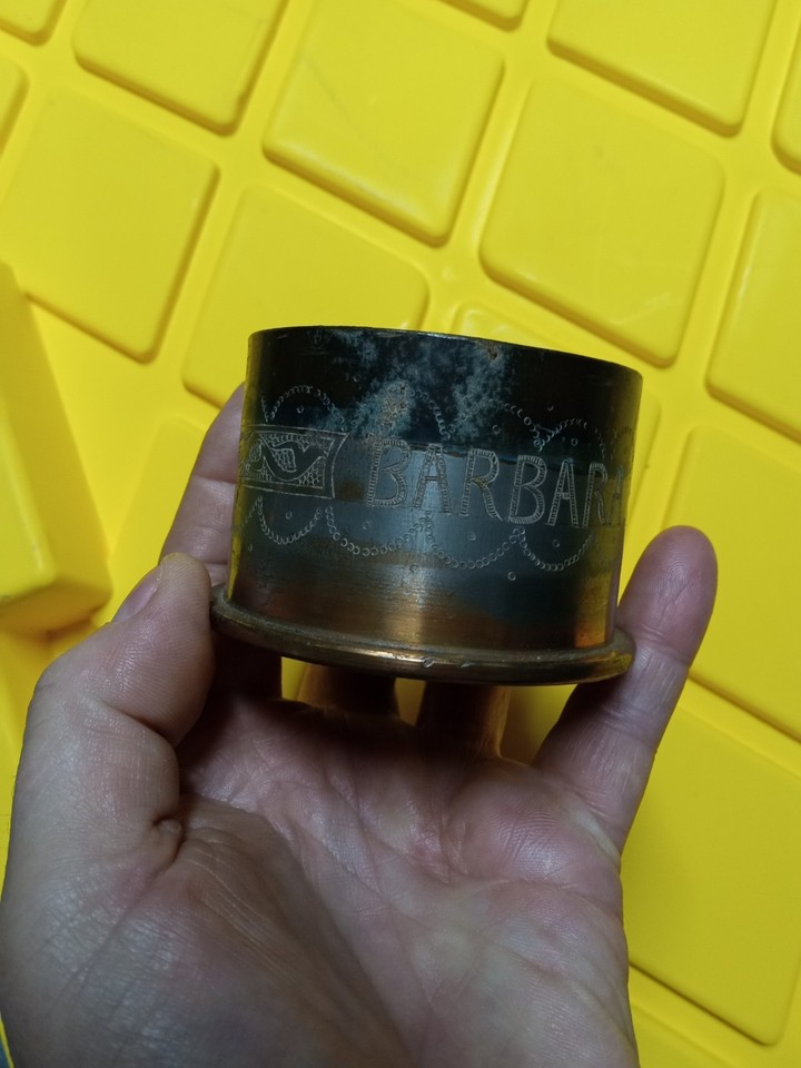 WW2 GERMAN SHELL TRENCH ART BARBARA SUE 1942 DATED AND MARKED ON BOTTOM ...