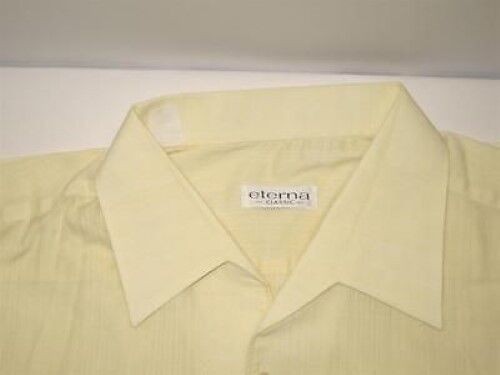 Eterna Excellent Shirt Light Yellow Lightweight Striped Short 41 Like New #E1700 - Picture 1 of 1