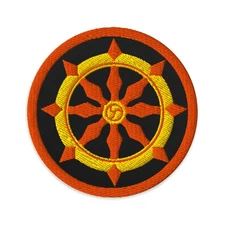 Embroidered Wheel of Dharma, Buddhist Patch, Zen Patch 