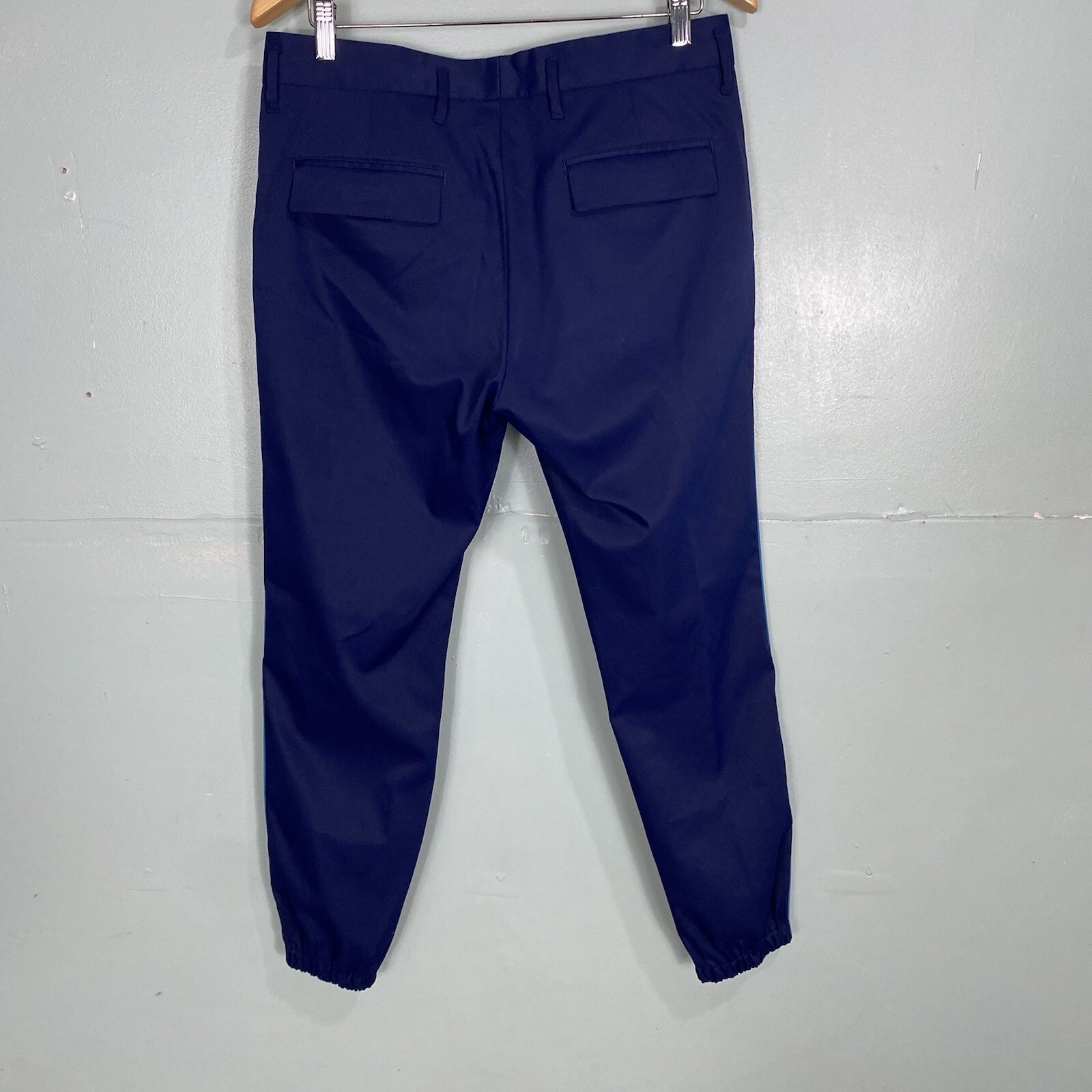 Prada Mens Blue Pants a with Side Tuxedo Stripe Sz 30 Small Joggers image 4