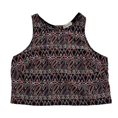 Vintage Necessary Clothing Crop Top Boho Button Back 70s Southwest Approx Small