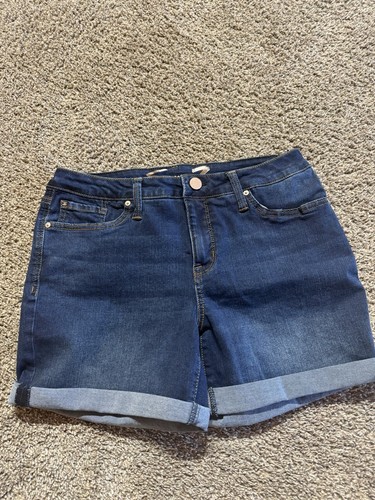 Seven 7 Women's Shorts Size 10 Blue Denim Weekend Cotton Blend Cuffed 1518 - Picture 2 of 10
