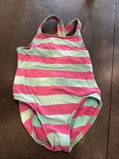 Vintage Hanna Andersson Blue Pink Stripe Bathing Suit Size 2-3 100 Cm Old Label