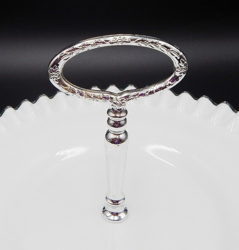 Fenton Silver Crest Milk Glass Tidbit Tray Platter Ruffle Crimped Edge 12 Inch - Picture 5 of 13