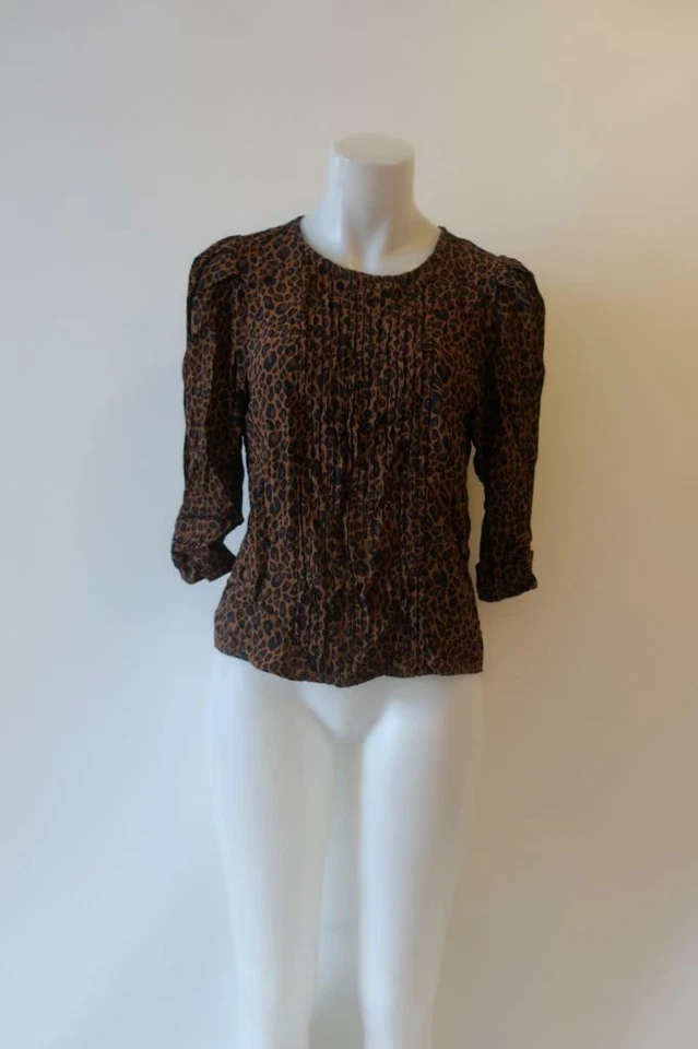 Blusa mujer Zara marrón negro leopardo talla M *