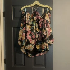 Ella Moss Black Floral Bella Anthropologie Top Large