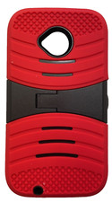 Funda Sonne Premium con Soporte para Motorola Moto E (2ª Generación), Rojo/Negro