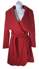Karen Millen Red Wool, Alpaca & Mohair Coat, Thick Soft Winter Coat Uk 12