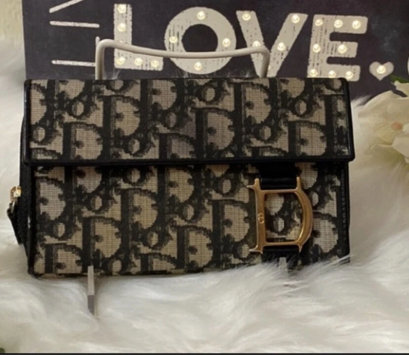 Monogramme noir authentique Dior avec CD charme or